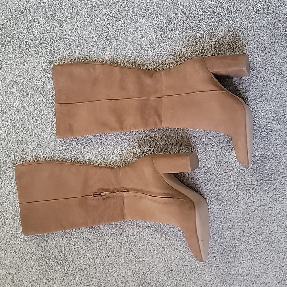 Steve Madden Tan Suede Knee-High Block Heel Boots